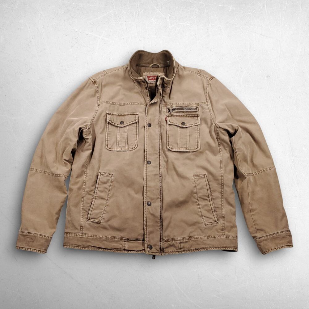 Levis Canvas Military Utility Field Jacket Men L Khaki Quilted Workwear Gorpcore